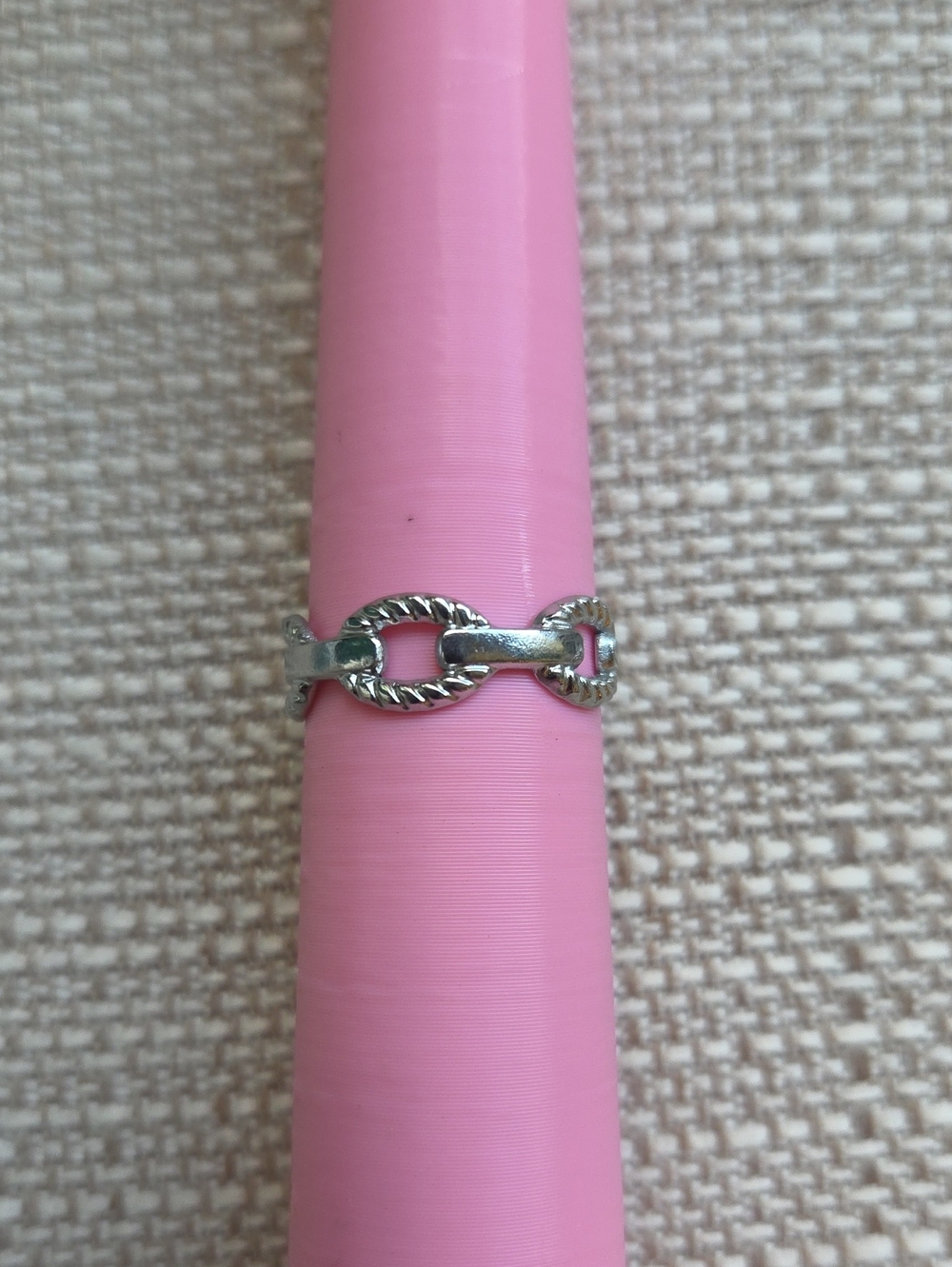 Plunder Adjustable Silver Chain Link Pattern Ring
